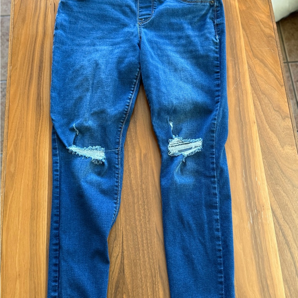 Old Navy Dark Blue Distressed Skinny Jeans